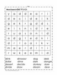Words Beginning with D Wordsearch
